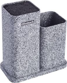 Підставка-колода Ofenbach Grey Marble для кухонних ножів 21х12х23см, подвійна