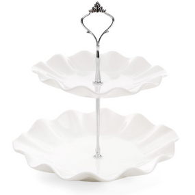 Фруктовниця 24см порцелянова двоповерхова "Волна" колір - білий BONA DI 988-135