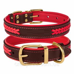 Ошейник для собак BronzeDog кожаный коричнево-красный 1.7х28-36 см 61053/Т