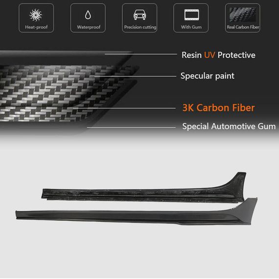 Боковые Пороги V3 (для Base/S/S Q4/Diesel/250 Diesel, Карбон) для Maserati Ghibli 2013-2023 гг | Зображення 4