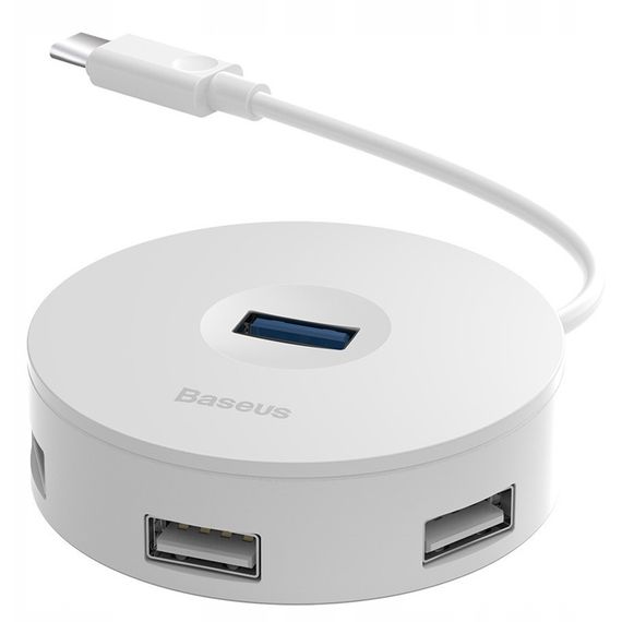 Перехідник HUB Baseus Round Box Type-C to USB 3.0 + 3USB 2.0 (CAHUB-G) Білий | Зображення 1