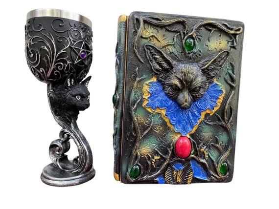 Подарунковий набір Келих 3D Кіт і Блокнот 3D «Лісовий Гримуар Лиси»