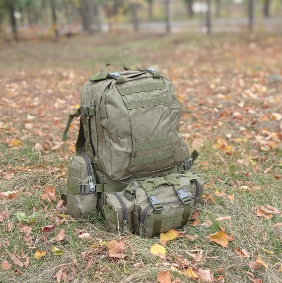 Військовий рюкзак Модульний на 50 л олива Тактичний похідний рюкзак 4в1 для військовослужбовців   знижка | Зображення 1