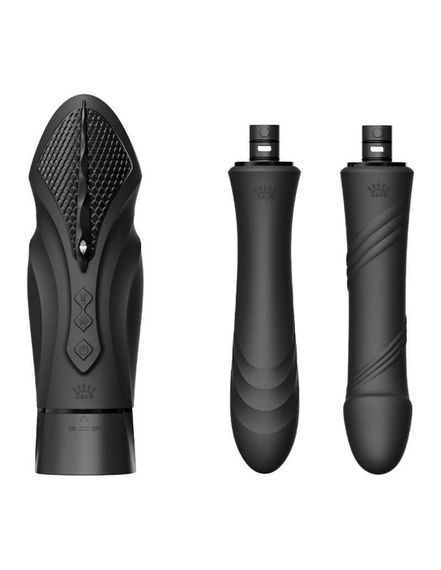 Компактна смарт секс-машина Zalo – Sesh Obsidian Black, 2 насадки, пульт ДК, кристал Swarovski | Зображення 5