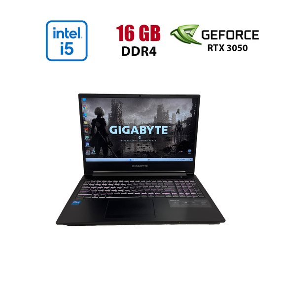 Ігровий ноутбук Gigabyte G5 GD / 15.6" (1920x1080) IPS / Intel Core i5-11400H (6 (12) ядер по 2.7 - 4.5 GHz) / 16 GB DDR4 / 512 GB SSD M.2 / nVidia GeForce RTX 3050, 4 GB GDDR6, 128-bit / WebCam б/в