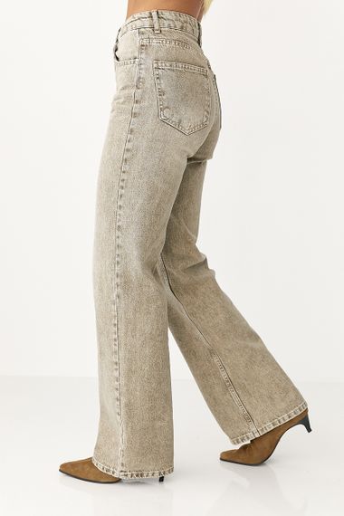 Широкі прямі джинси з високою посадкою - хакі цвет, 36р (є розміри) | Зображення 4