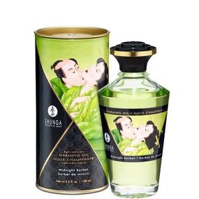Розігріваюча олія з афродизіаками Shunga Aphrodisiac Warming Oil – (100 мл) без цукру, смачний, Midnight Sorbet