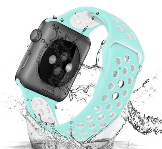 Спортивний ремінець з перфорацією Primo для Apple Watch 38mm / 40mm / 41mm - Teal&White | Зображення 2