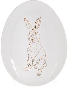 Набір 4 керамічних овальних блюда "Bunny" 27х20х2см, білий з золотом