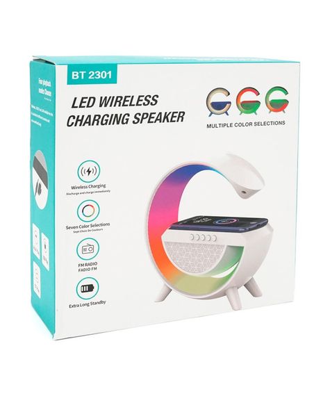 Настільна лампа-нічник Led Wireless Charging Speaker Google (BT2301) 15W бездротова з колонкою, радіо та бездротовою зарядкою White | Зображення 6