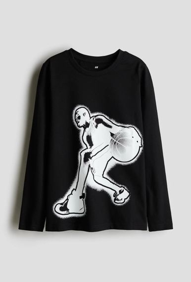 Підлітковий лонгслів для хлопчика H&M 134-140 см Чорний (26070802A)