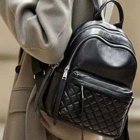 Жіночий шкіряний рюкзак міський. Модний рюкзак жіночий. Рюкзак з натуральної шкіри чорний 49334