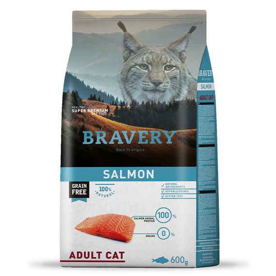 Корм Bravery Salmon Adult Cat сухий з лососем для дорослих котів 600 гр