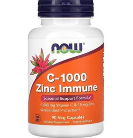 Витамин C NOW Foods C-1000 Zinc 15 mg Immune 90 Veg Caps