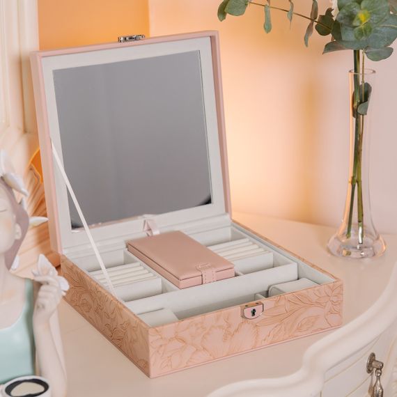 Скринька для прикрас з еко шкіри 2 яруси із замком органайзер для ювелірних виробів HP-5-22P | Зображення 7