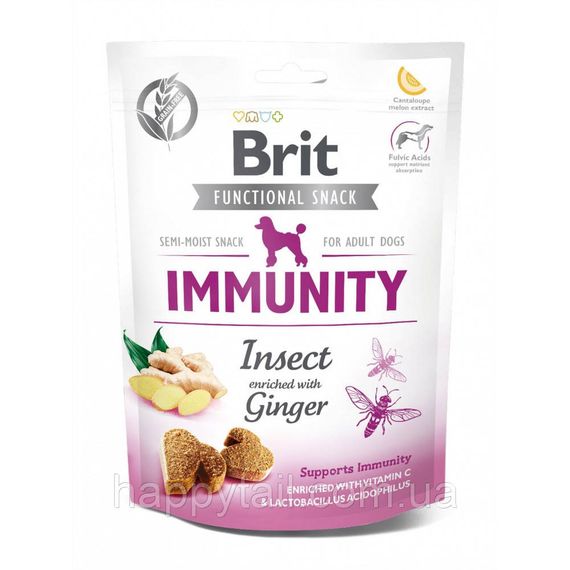 Лакомство Brit Care Functional Snack Immunity для собак для поддержки иммунитета с насекомыми и имбирем 150 г
