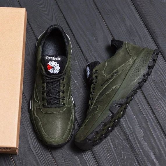 шкіряні кросівки Reebok олива | Зображення 4