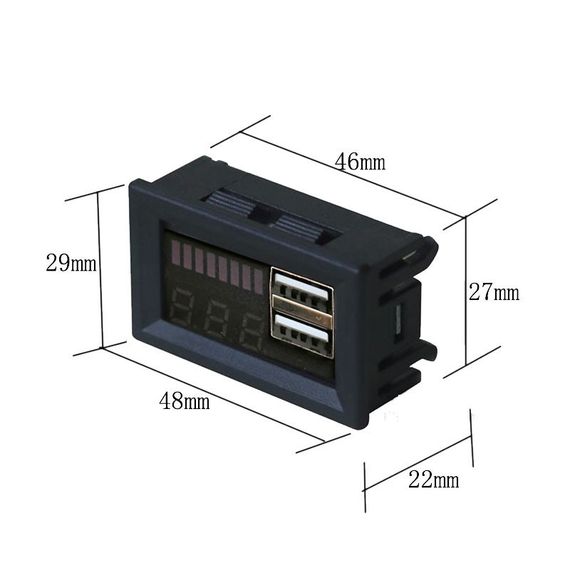 Индикатор/вольтметр 12.6 В 3S Li-ion USB портами/зарядками | Зображення 4