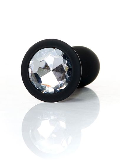 Анальна пробка - Jewellery Silicone Black Plug L Clear | Зображення 1