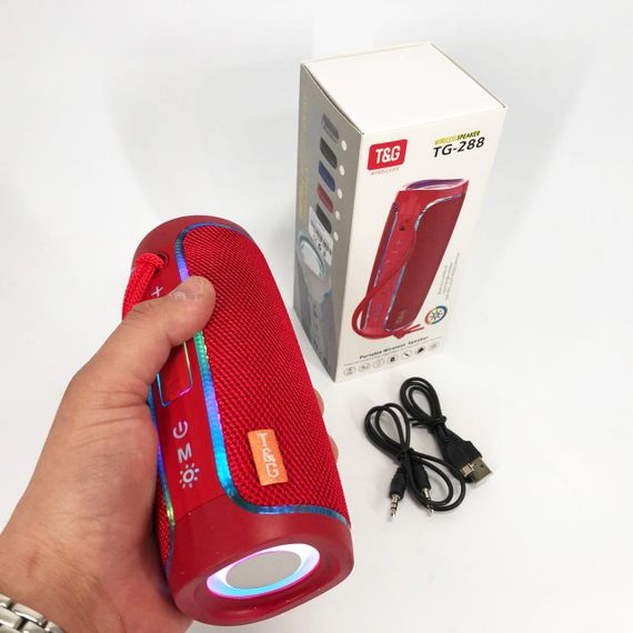 Портативная Bluetooth колонка с LED подсветкой TG288, громкая колонка для вечеринки. Цвет: красный | Зображення 1