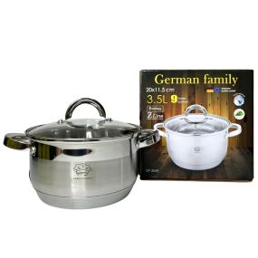 Каструля з кришкою з неіржавкої сталі 20 х 11.5 см 3.5 л  German Family GF-2049