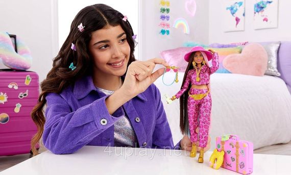 Ігровий набір Лялька Барбі Екстра Подорож Сафарі Оригінал Barbie Extra Fly Travel Doll Safari Look | Зображення 4