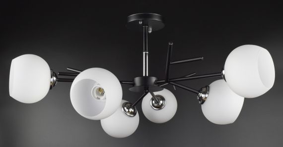 Люстра стельова на 6 лампочок 27068 Чорний 34х70х70 см. | Зображення 2