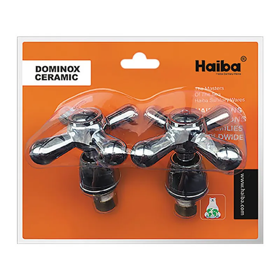 Ручки для смесителя с кран буксами (пара) Haiba Dominox (керамика) (HB0576)