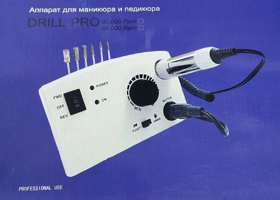 Фрезер для манікюру Nail Drill Pro ZS-602 65 Вт 45 000 оборотів з педаллю та насадками Білий | Зображення 7