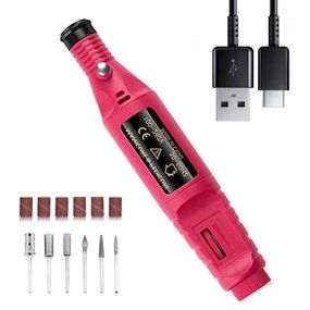 Портативная фрезер-ручка для маникюра 20000 об/мин + 6 фрез, Розовый / Машинка для аппаратного маникюра
