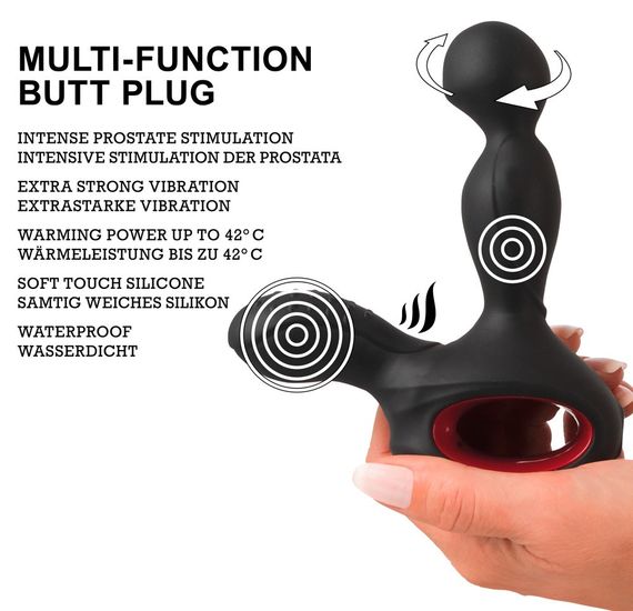 Вибростимулятор простаты с ротацией и подогревом You2Toys Silicone Prostate Plug, черный Sex Aura | Зображення 9
