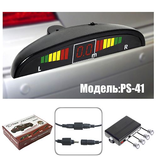Парктронік TIGER PS-41/LED/4 датчики D=18мм/конектор/сiрий/сiрий