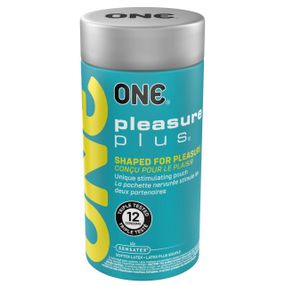 Презервативи ONE Pleasure Plus, 12 шт, з ребристою ділянкою на кінці, подарункове паковання-тубус Sex Aura