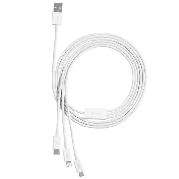 Дата кабель Baseus Superior Series USB to MicroUSB-Lightning-Type-C 3.5A (1.5m) (CAMLTYS) Stellar White | Зображення 2