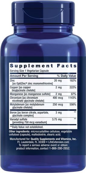 Мультиминеральный комплекс Life Extension Only Trace Minerals 90 Vegetarian Capsules | Зображення 1
