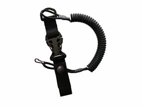 Страхувальний шнур тренчик з фастексом, швидкознімний (паракорд, чорний) MAS