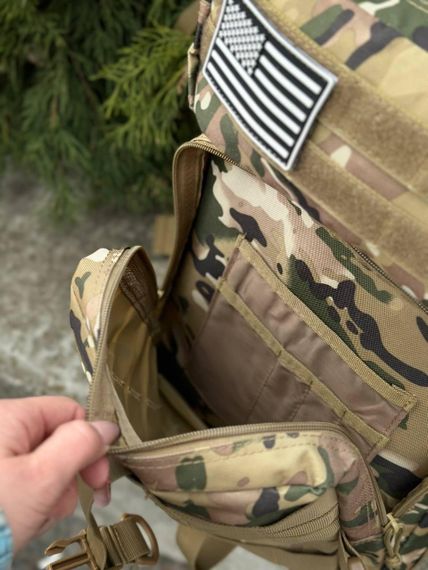 Тактичний рюкзак військовий мультикам з прапором Сша Multicam Usa штурмовий армійський рюкзак 45Л | Зображення 3