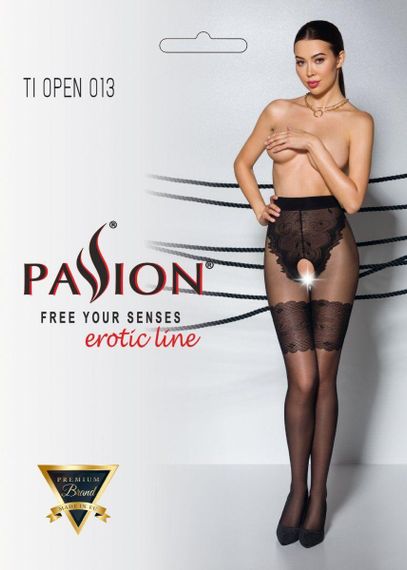 Колготки з відкритим доступом, ажурні трусики та підв‘язки Passion TIOPEN 013 1/2 (20/40 den), black Sex Aura | Зображення 2