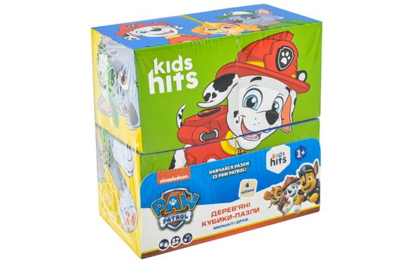 Дерев’яні кубики-пазли KidsHits Paw Patrol, у плівці 10*5*10 см | Зображення 1