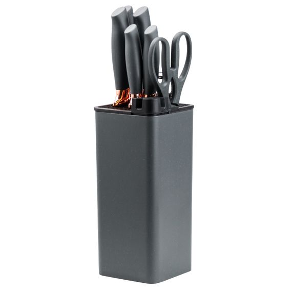 Набор кухонных ножей 5 штук с ножницами и овощечисткой 33/23.5/24.5/19.5 см Черный HP27476 | Зображення 3