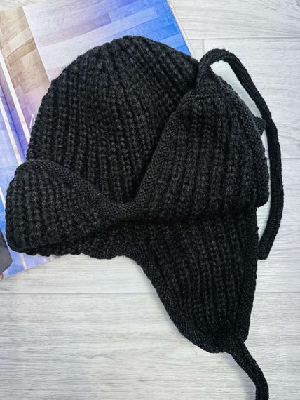Шапка-ушанка вязаная One Size 55-58 Черный (5004) | Зображення 2