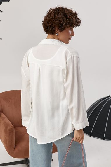 Сорочка на ґудзиках у комплекті з майкою - молочний цвет, ONE SIZE (є розміри) | Зображення 1