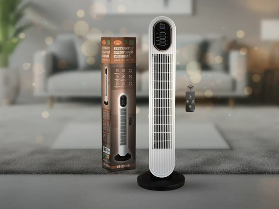 Вентилятор підлоговий колонний з пультом Tower Cooling Fan 500Вт BITEK BT-2906R | Зображення 2