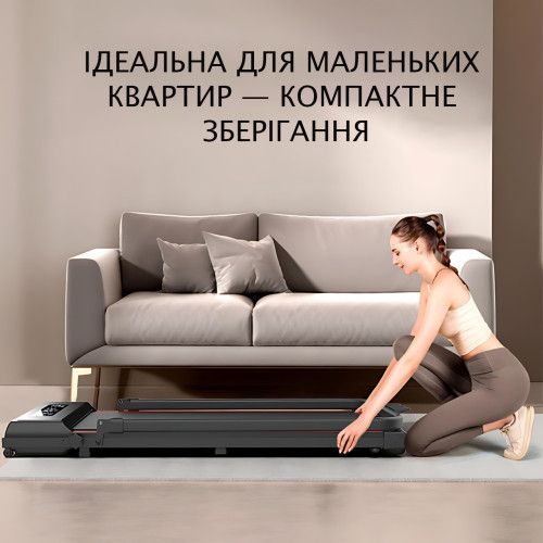 Складана бігова доріжка YXT003 3-в-1 Walking Pad, до 150 кг, 10 км/год, з пультом, LED-дисплеєм, зона бігу 107×40 см | Зображення 2
