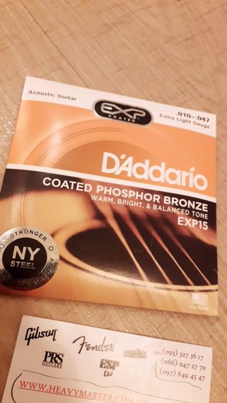 Струны d'addario exp15 ФОСФОР-БРОНЗОВЫЕ для акустической гитары 010-047 | Зображення 2