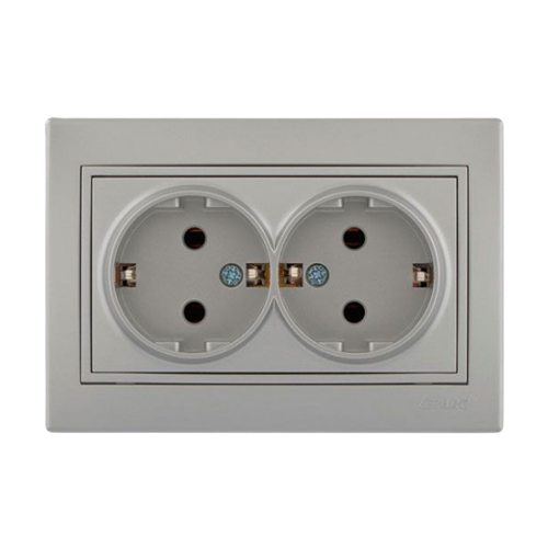 MIRA серый металлик Розетка внутренняя 2-я с/с со вставкой Лезард