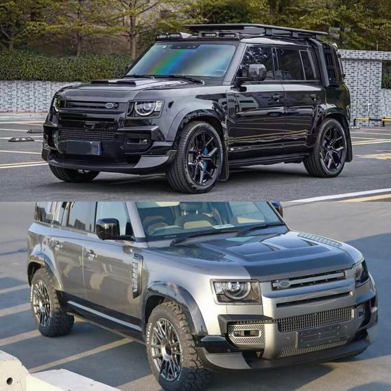Накладки на передній бампер (Карбон) для Land Rover Defender 2019- рр | Зображення 1