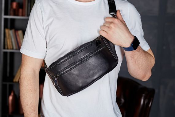 Стильна чоловіча бананка із натуральної гладкої шкіри NM-50358 | Зображення 9