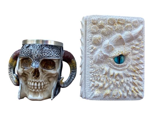 Подарунковий набір Кухоль 3D Рогатий Череп і Блокнот 3D «Око Крижаного Хранителя»