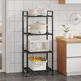 Полка этажерка на колесиках на 4 яруса 42*138*32см Коричневая